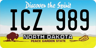 ND license plate ICZ989