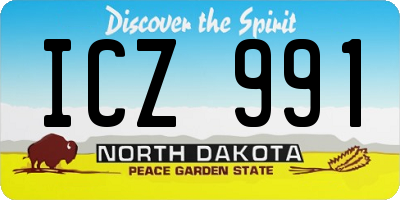 ND license plate ICZ991