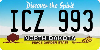ND license plate ICZ993