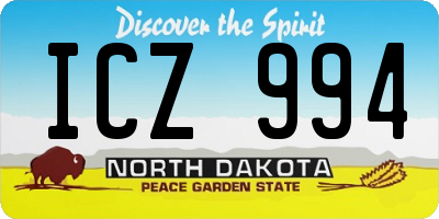 ND license plate ICZ994