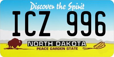 ND license plate ICZ996