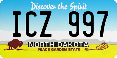 ND license plate ICZ997