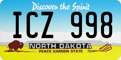 ND license plate ICZ998