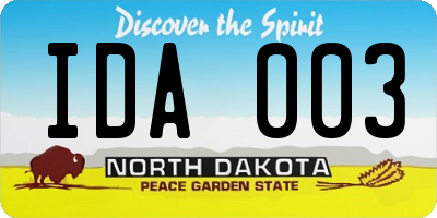 ND license plate IDA003