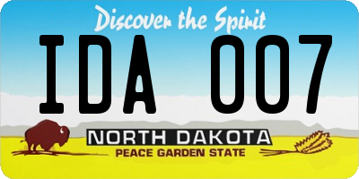 ND license plate IDA007