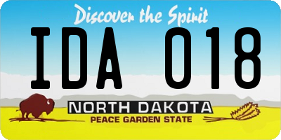 ND license plate IDA018