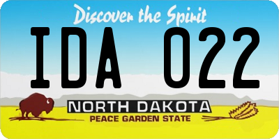 ND license plate IDA022