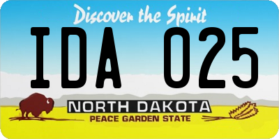 ND license plate IDA025