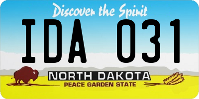 ND license plate IDA031