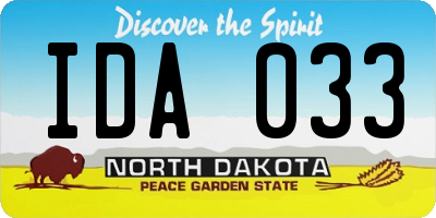 ND license plate IDA033