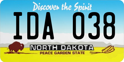 ND license plate IDA038