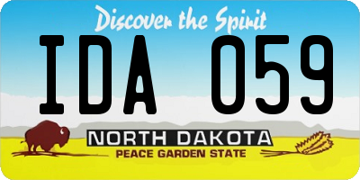 ND license plate IDA059
