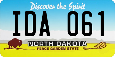 ND license plate IDA061