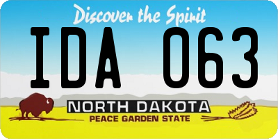 ND license plate IDA063