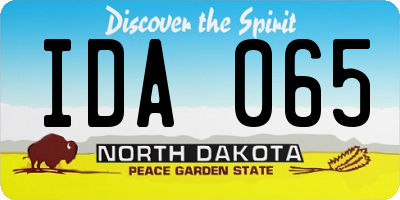 ND license plate IDA065