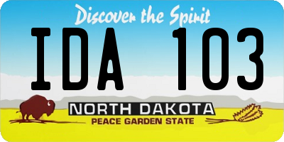 ND license plate IDA103