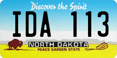 ND license plate IDA113