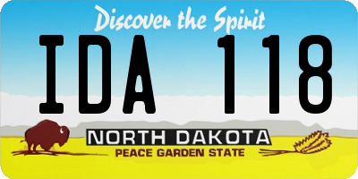 ND license plate IDA118