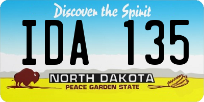 ND license plate IDA135