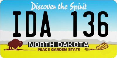 ND license plate IDA136
