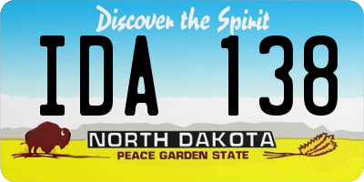 ND license plate IDA138