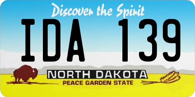 ND license plate IDA139