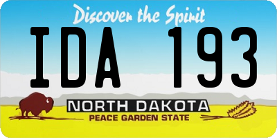 ND license plate IDA193
