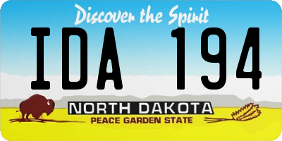 ND license plate IDA194