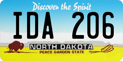 ND license plate IDA206
