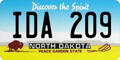 ND license plate IDA209