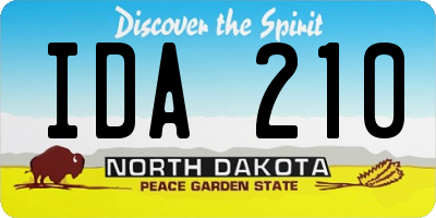 ND license plate IDA210