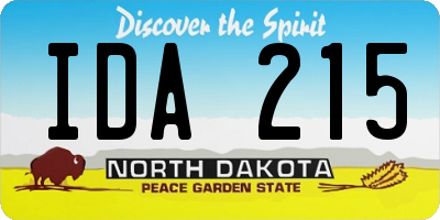 ND license plate IDA215