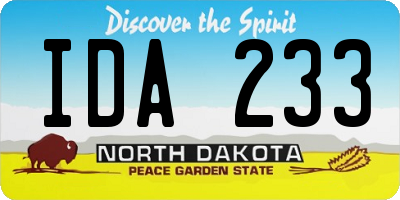 ND license plate IDA233