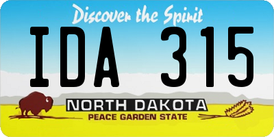 ND license plate IDA315