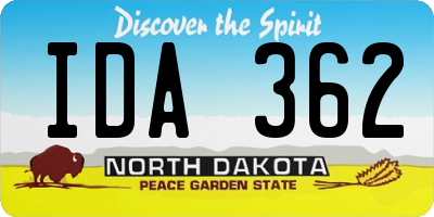 ND license plate IDA362