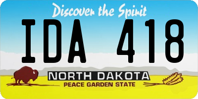 ND license plate IDA418