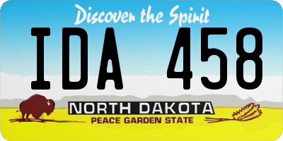 ND license plate IDA458