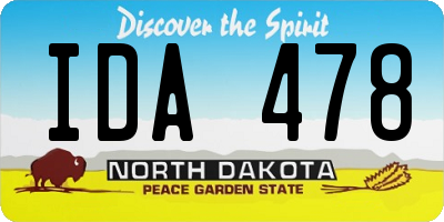 ND license plate IDA478
