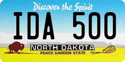 ND license plate IDA500