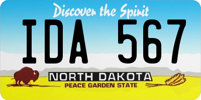 ND license plate IDA567