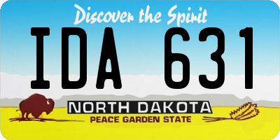ND license plate IDA631