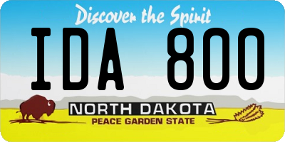 ND license plate IDA800