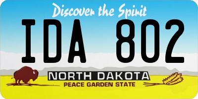 ND license plate IDA802