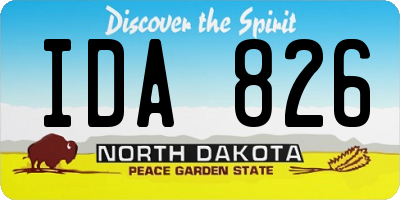 ND license plate IDA826
