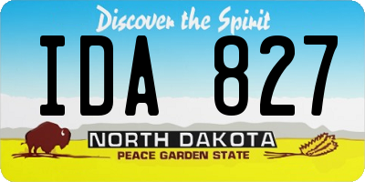 ND license plate IDA827
