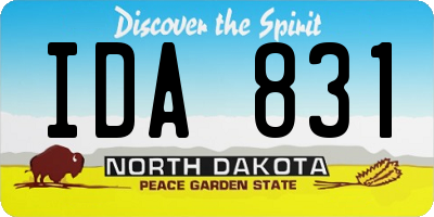 ND license plate IDA831