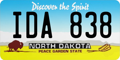 ND license plate IDA838