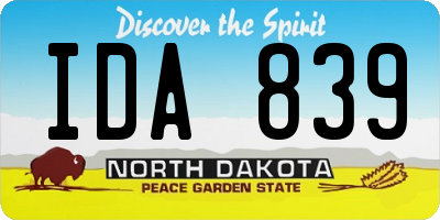 ND license plate IDA839