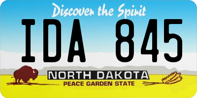 ND license plate IDA845