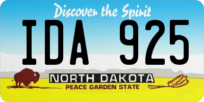 ND license plate IDA925